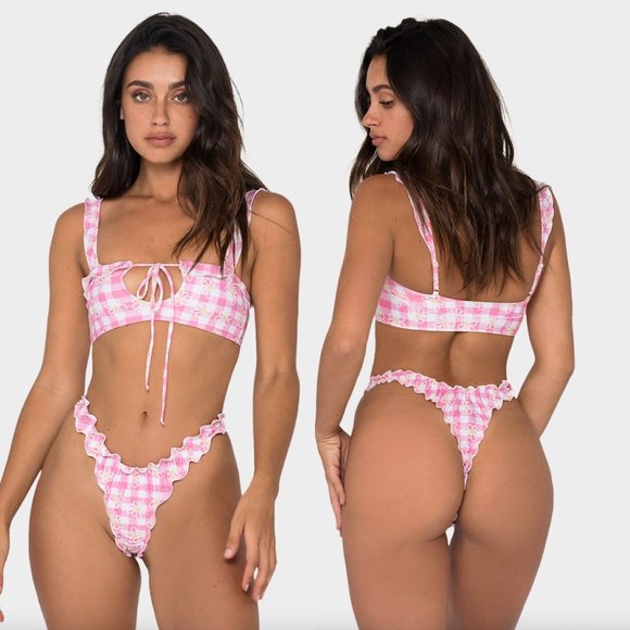 Khassani Pink Flower Vichy ALMA Bikini Set - Picture 1 of 6